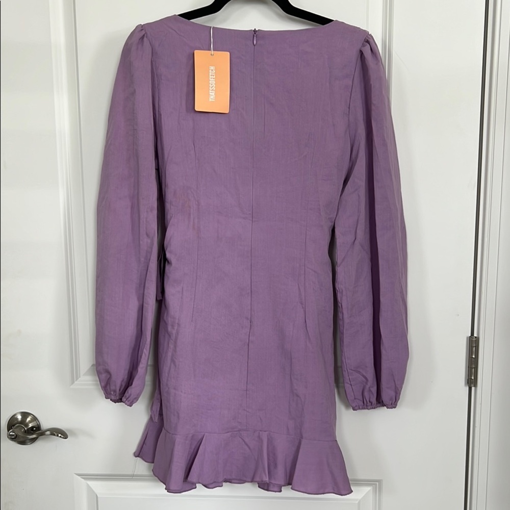 NWT- That’s So Fetch Lavender Long-Sleeve Wrap Dress - Picture 5 of 7